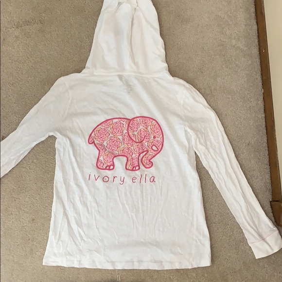 ivory ella long sleeve tee with hoodie. - Picture 2 of 2